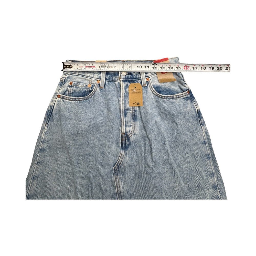 Levi's Maxi Skirt Womens 29 Light Acid Wash Denim Raw Hem Cotton Western - Picture 8 of 13